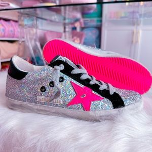 ❌ SOLD ❌ Golden Goose Superstars - Holo Glitter w/ Hot Pink Star/Soles - Size 37